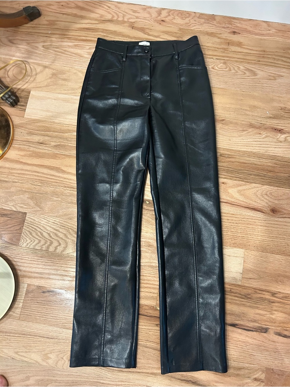 Wilfred Black Faux Leather Pants with Branded Waistband